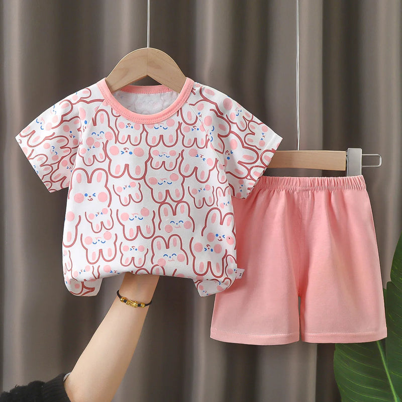 Baby Girl Summer Outfit Set Short Sleeve T-shirt | SAMAG