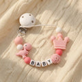 Custom Name Bunny Pacifier Clip Blue Silicone Teething Bead Chain BPA Free Handmade Dummy Holder Safe Baby Boy Shower Gift