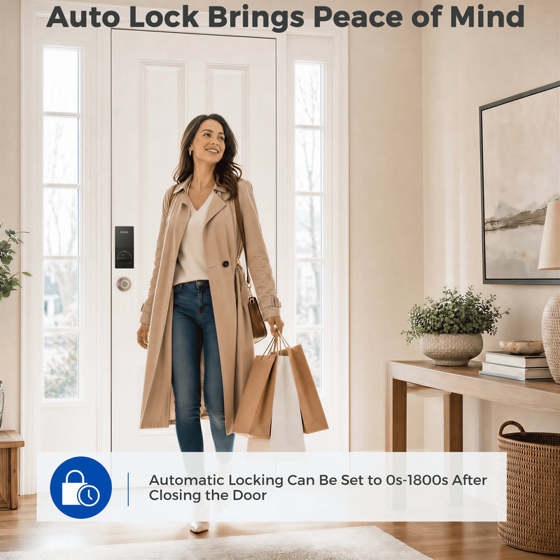 Jodays 4-in-1 Fingerprint Smart Deadbolt Lock, Keyless Entry Door Lock with Keypad Bluetooth App Auto Lock, Alexa & Google Assistant Supported(Gateway Required, Not Included), Easy Installation