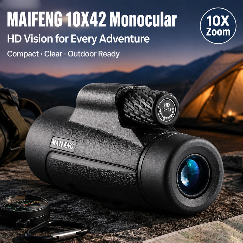 Maifeng HD Monocular Telescope 10x42 12x42 Compact Binoculars for Bird Watching Hiking Camping Outdoor Activities BAK4