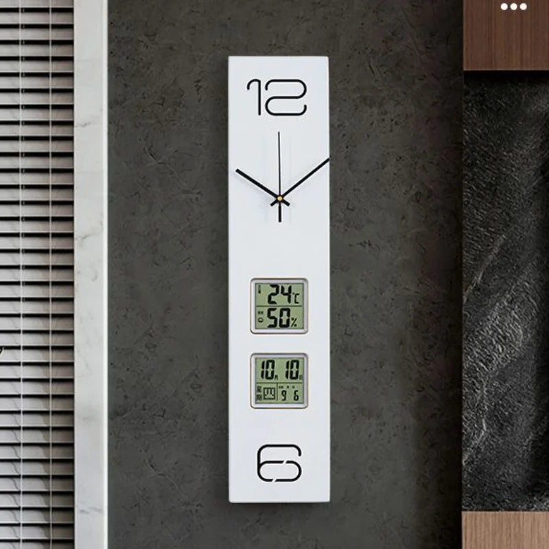 Large Wall Clock Room Modern Design Wood Silent Clock Ornaments for Home Interior Decoration Wall Clocks with Date Temperature