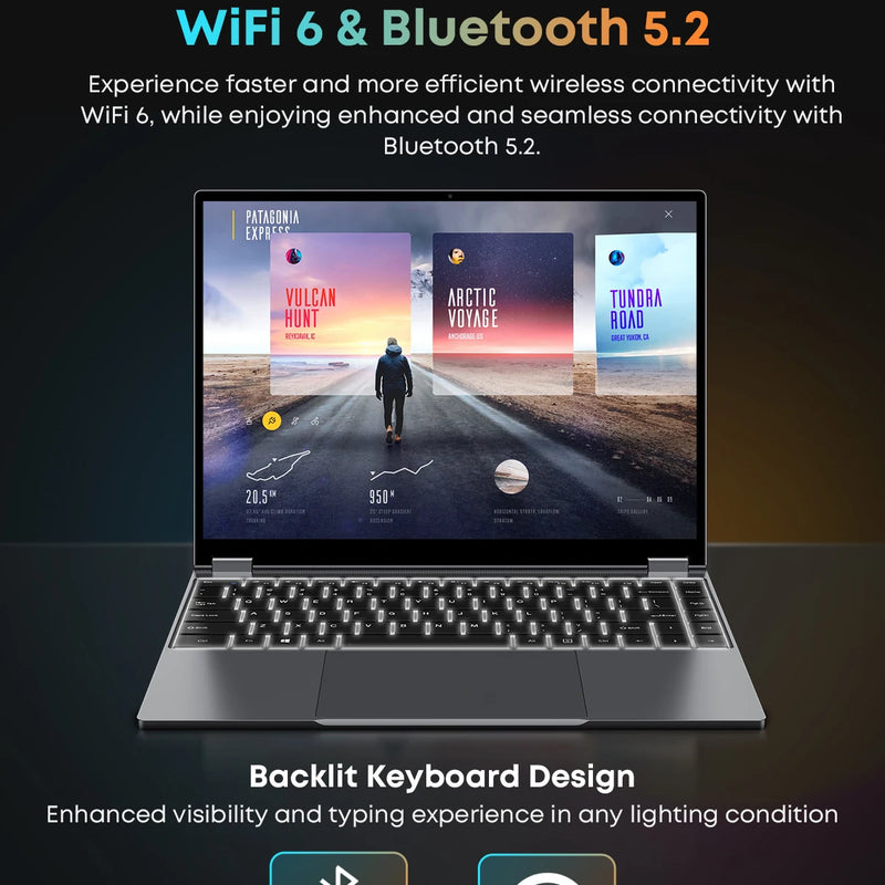 CHUWI FreeBook 2-in-1 Laptop IntelN150 13.4'' Touch 2.5K Screen 16GB LPDDR5 RAM 512GB SSD WiFi6 BT5.2 Convenient Office Notebook
