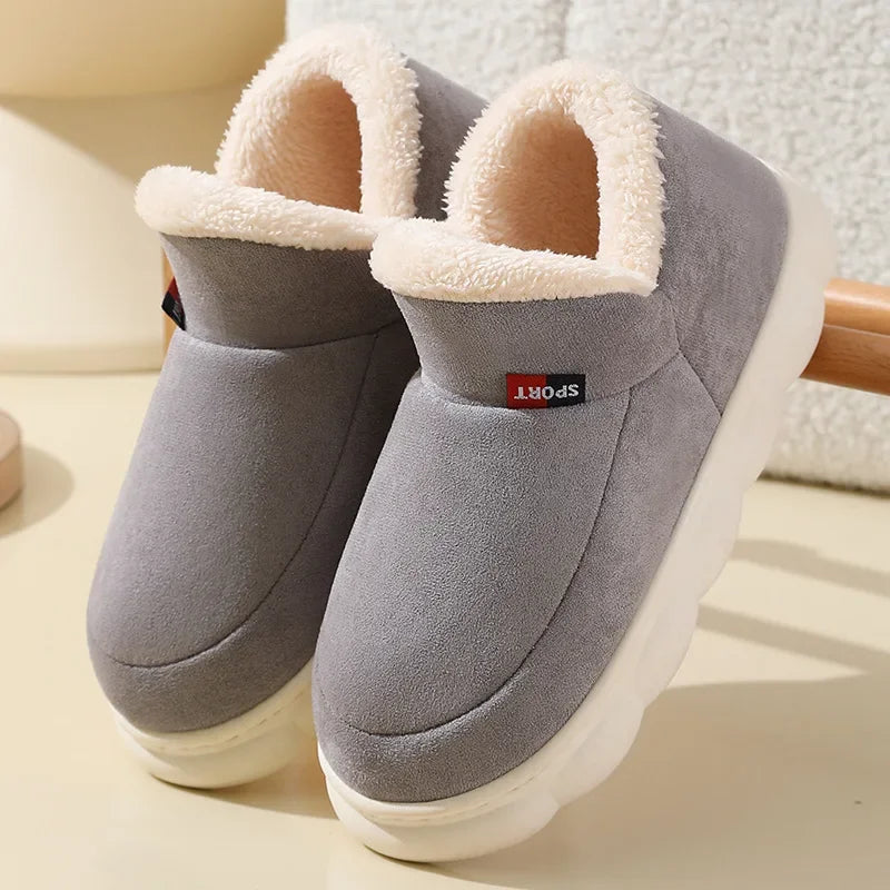 Winter Women Shoes Casual House Shoes For Men 2026 Outdoor Warm Cotton Shoes For Women Indoor Plush Padded Slippers Female