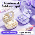 Bluetooth 6.0 Open-Ear Headphones with Makeup Mirror, Detachable Diamond Audífonos, 20Hz Bass Earphones for Women & Girls