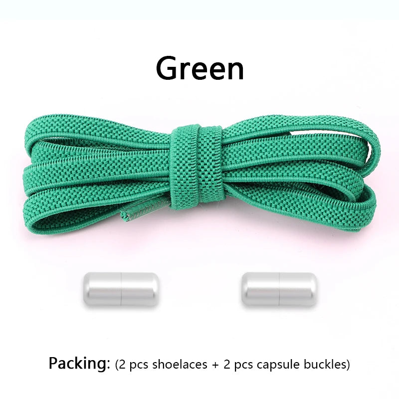 Flat Shoe Laces Without Ties Colored Matte Metal Lock Lazy Shoelaces for Men and Women Casual Shoes Elastic Shoelace 1 Pair