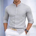 Men's stand-up collar white or black long-sleeved shirt | SAMAG