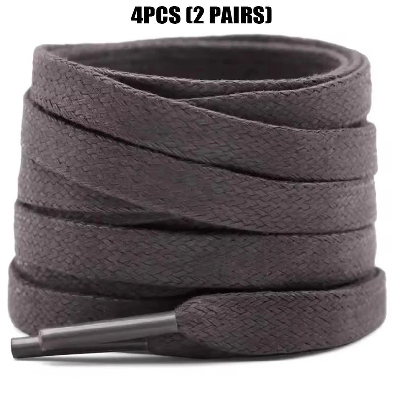 4 Pcs(2 Pairs) Premium Flat Waxed Shoelaces Heavy Duty Replacement Laces for Sneakers Leather Boots Hiking Shoes Men Women