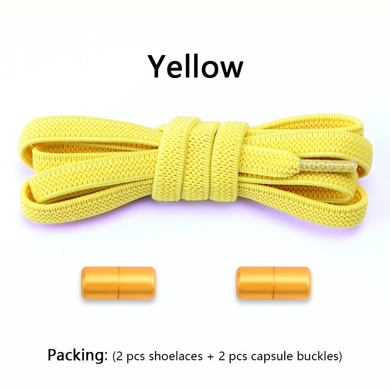 Flat Shoe Laces Without Ties Colored Matte Metal Lock Lazy Shoelaces for Men and Women Casual Shoes Elastic Shoelace 1 Pair