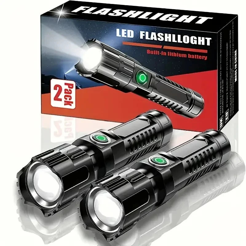 Portable Strong Light LED Flashlight Rechargeable Telescopic Zoom Torch Safety Emergency Light for Outdoor Camping Cycling Lamp