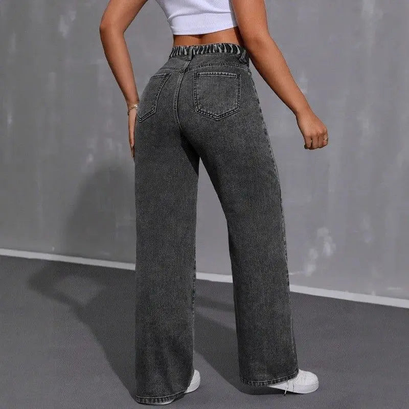 Jeans for Woman Y2k Jeans Loose Wide Leg Drag Ash Gray High Waist Vintage Streetwear Fashion Casual Trend 2025 Comfort Fit
