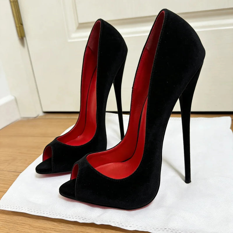Extreme 16cm Thin High Heels Peep Toe Stiletto Pumps Sexy Catwalk Model Drag Queen Photography Unisex Fashion Party Dress Shoes