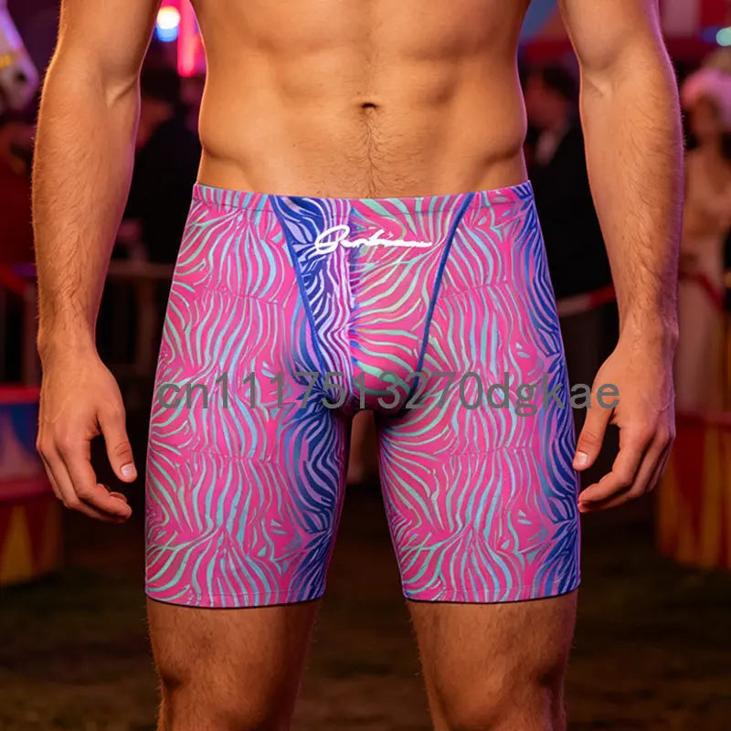 SEOBEAN Men‘s Long Swim Trunks Zebra Print Quick Dry | SAMAG
