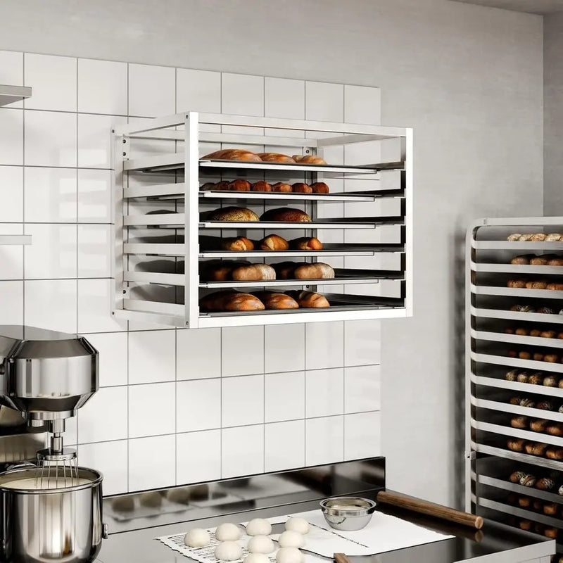 AmGood Wall Mounted Sheet/Bun Pan Rack - 28" x 18" x 21". Fits 6 Full - Size Sheet NSF - View 5 | SAMAG