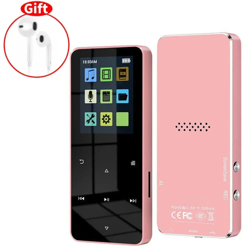 2.0 Inch Metal Touch MP3 MP4 Music Player Bluetooth 5.0 Supports Card, with FM Alarm Clock Pedometer E-Book Built-in Speaker