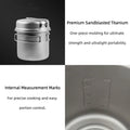 Titanium Camping Cookware Set with Folding Handles, Lightweight Portable Pot and Pan Set for Outdoor Hiking Backpacking Picnic