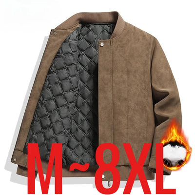 Big Size 8XL Suede Leather Jacket Men Cotton Padded Coat | SAMAG