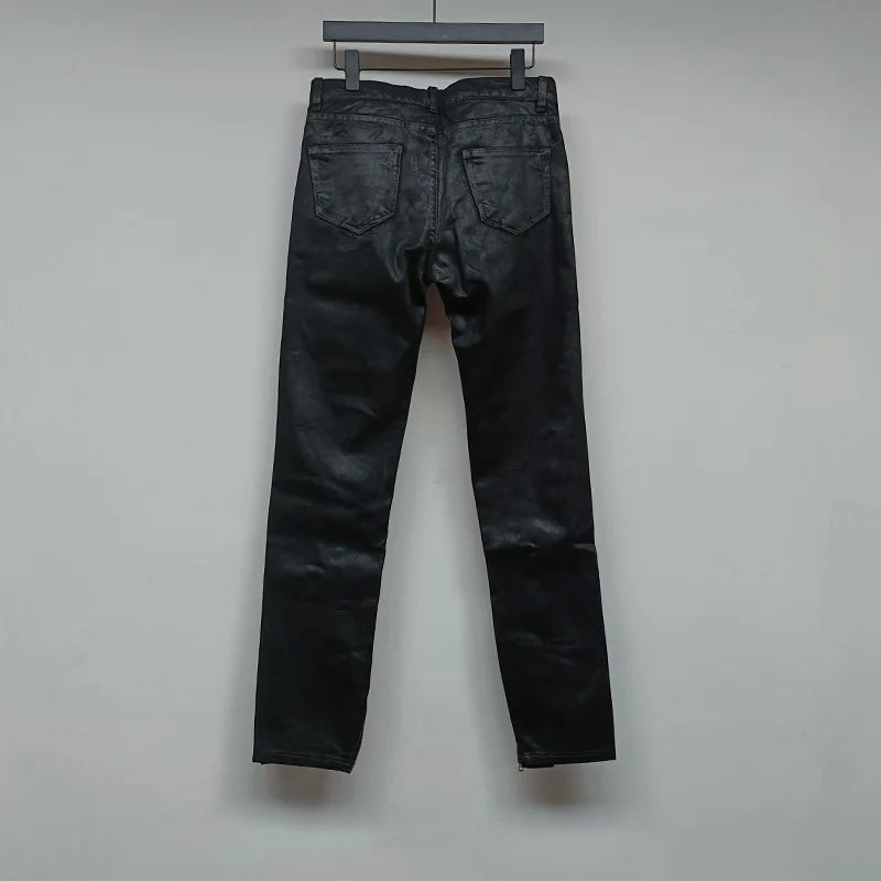 Men‘s Oil wax Jeans Classic Denim Gothic Coated Casual | SAMAG