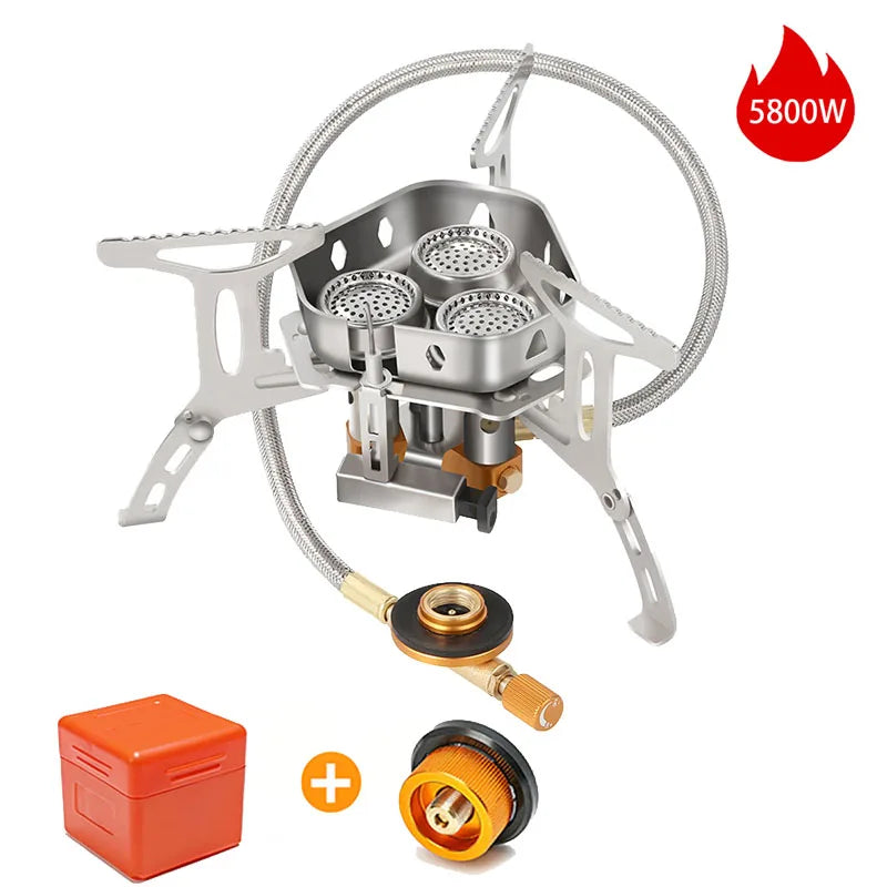 3500/5800W Big Power Gas Stove Camping BBQ Picnic Burner Portable Outdoor Windproof Fishing Hiking Heating Stove Wholesale