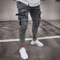 New Jeans Men Pants Wash Solid Color Multi Pockets Denim | SAMAG