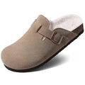 Evshine Winter Fur Clogs Slippers For Women Men Cork Footbed Plush Lined Mules Fuzzy Suede Potato Shoes Warm Furry House Clogs