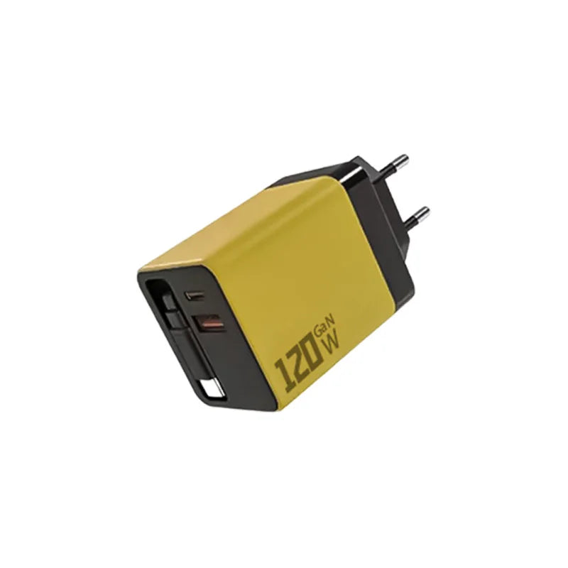 3 In 1 120W GaN Charger USB Type C Fast Charging Phone Charger Adapter With Retractable USB C Cable Wall Plug For iPhone Huawei