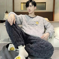 Higher Quality Thickened Warm Plus Size Men’s Pajamas Autumn and Winter Student Nightwear Loungewear Striped Sleepwear Homewear