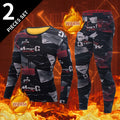 2-piece Autumn/Winter Men's Velvet and Velvet Fashion Printed Warm Underwear Set Comfortable Large Gold Velvet Warm Home Clothes