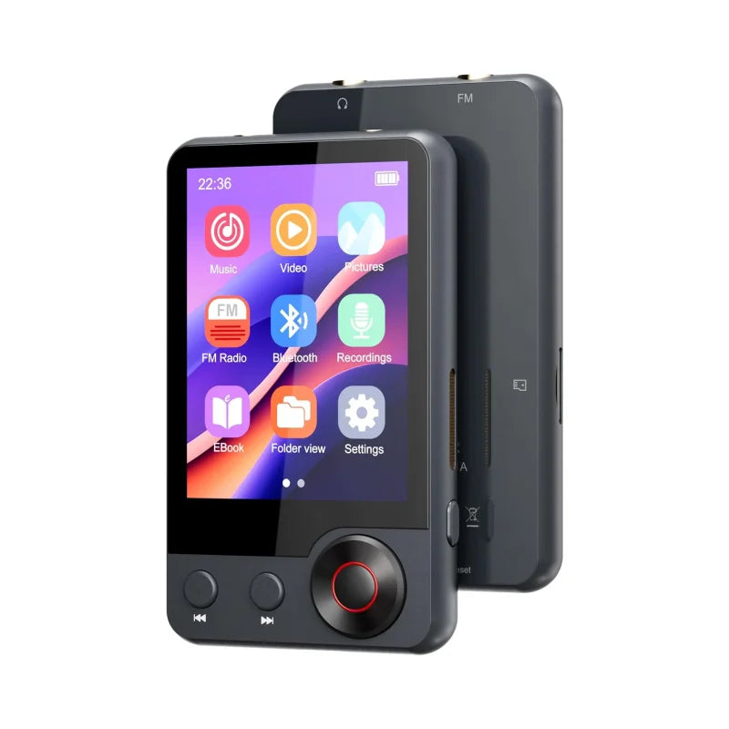128GB MP3 player (with Bluetooth 5.3), 2.4’ portable full touchscreen music player (with speakers and Micro SD card slot)