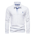 AIOPESON Men's Deer Embroidery Polo Shirts Solid Color Long Sleeve Social Business Male - View 7 | SAMAG