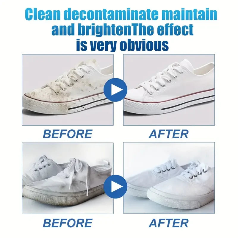 White Shoe Care Cream: Whitening/Brightening, No-Rinse Formula with Sponge – Removes Stains/Yellowing, Wipe-to-Use