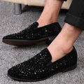 Dress Shoes for Men Luxury Pointed Toe Black Loafers Denim Metal Sequins Shoes Fashion High Quality Men Party Wedding Shoes New