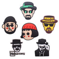 Single Sale 1PCS PVC Cute Cartoon Shoe Charms Man Woman Breaking Bad Garden Shoes Ornaments Slipper Accessories Holiday Present