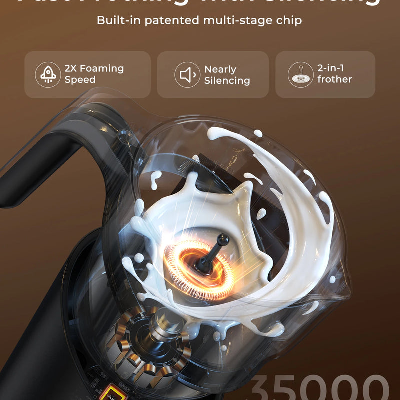 Electric Milk Frother Automatic Rotary Foamer for Coffee Cappuccino Latte Hot and Cold Foam Maker Split Type Milk Foamer