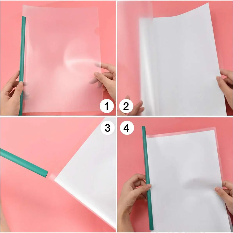 Pack of 10 Clear A4 Slide Binder Folder with Sliding Bar, Plastic Clip Bar Files Report Covers, File Folder Organiser Binder