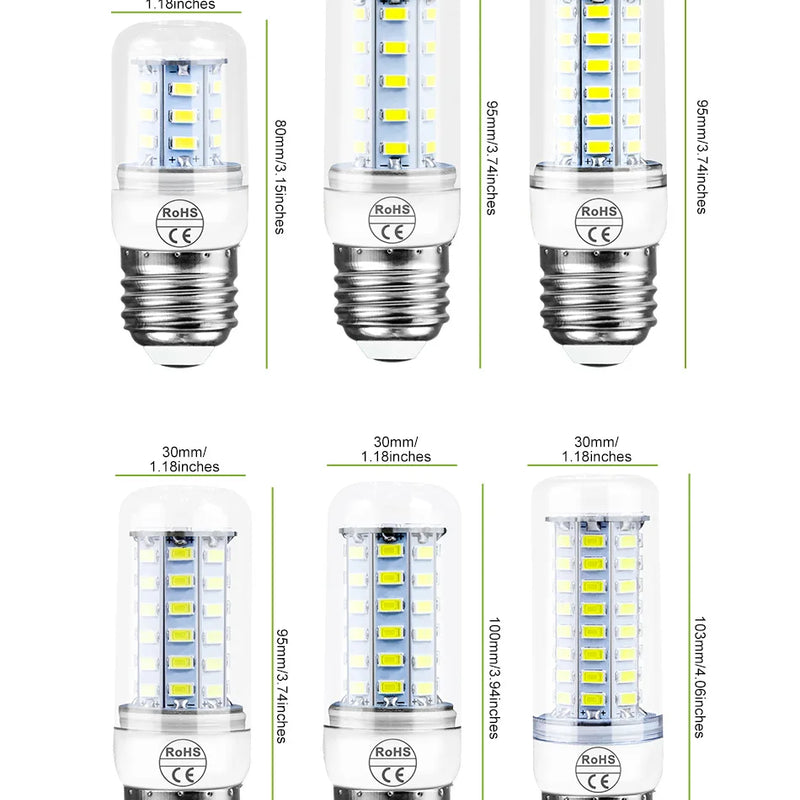 E27 LED Corn Bulb E14 Lamp GU10 Spotlight G9 Ceiling Chandeliers 220V Indoor Home Bedroom Living Room B22 Lights Cool/Warm White