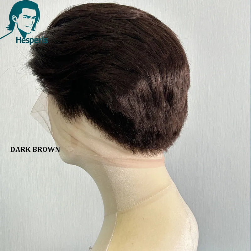 Hesperis Men's Shaved Short Pixie Cut Wig Full Lace Glueless Human Hair Handsome Full Head Wig for Daily Wear Human Hair Wigs