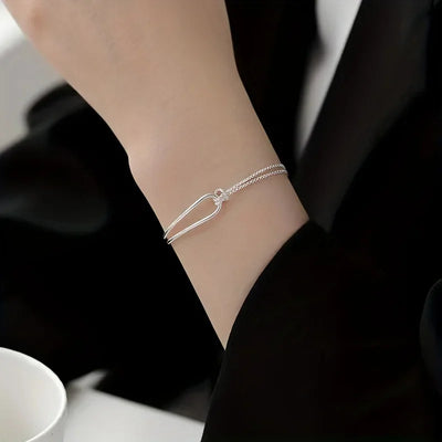 925 Sterling Silver Geometric Square Round Bead Bracelet For Women Personality Temperament Simple Hand Jewelry Party | SAMAG