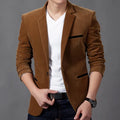 2025 New Autumn Coffee Elegant Slimming Corduroy Suit for Men, Burgundy Skin Friendly Fabric Casual Men's Jacket, Asian Sizes