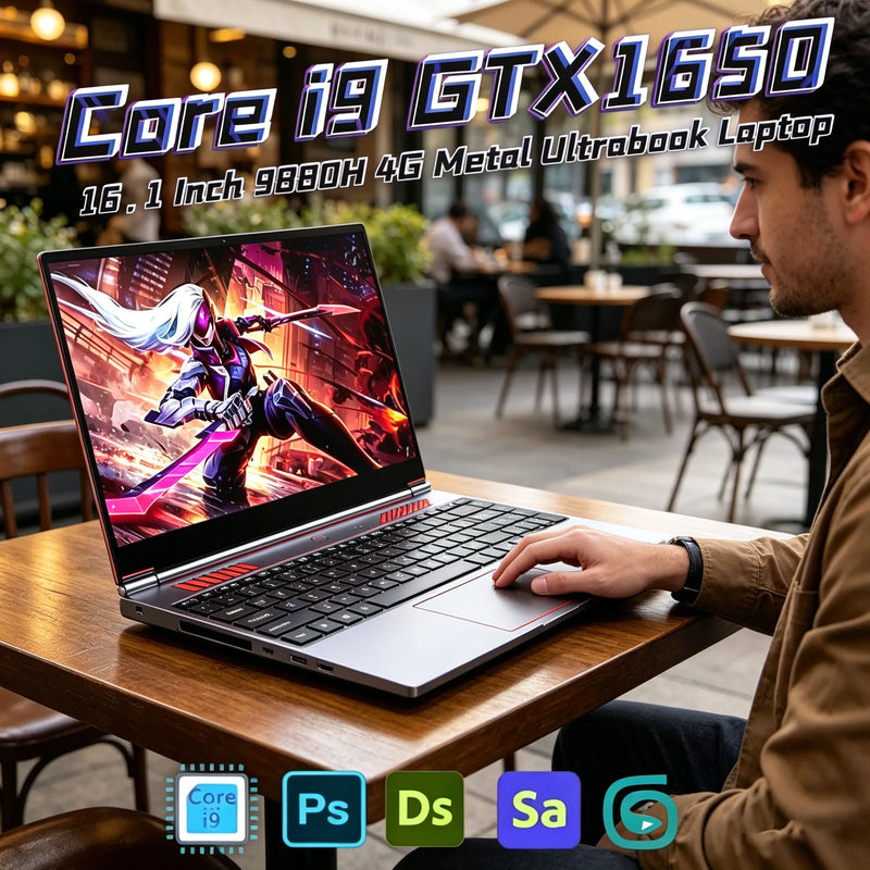 2026 Windows11 Premium 16.1 Inch Gaming Laptop RTX4050 6G Intel Core I9-10885H Max 64GB DDR4 2M.2 NVME 4TB