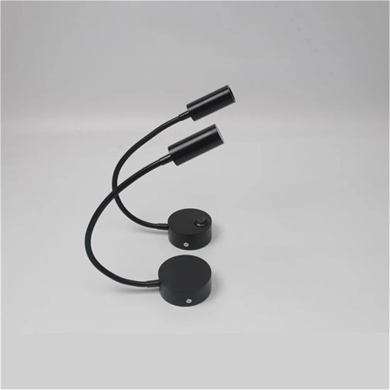 L40cm Long gooseneck 3W Led Wall Light Bedside Led Wall Lighting Black Switch hose AC90-260V 110V 220V reading Lights book lamp