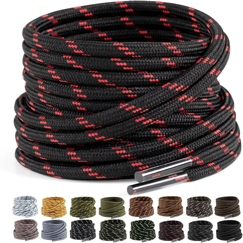 2 Pairs 4.5mm Diameter Round German Training Hiking Shoe Laces for Men and Women Heavy Duty Work Boots Shoelaces