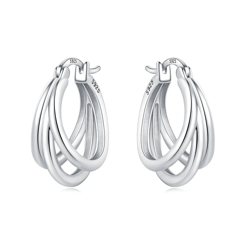 925 Sterling Silver Simple Gold U-shaped Earrings Jewelry | SAMAG