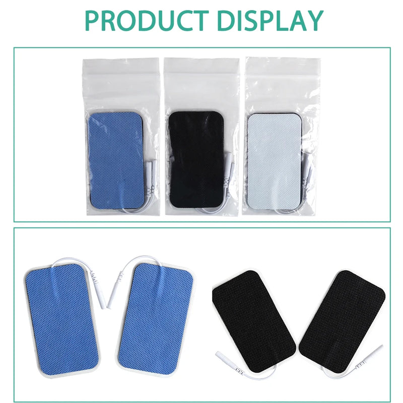 10Pcs 2mm Plug Non-woven Fabric Reusable Self Adhesive Electrode Pads Conductive Gel Pad Body Digital  Massager