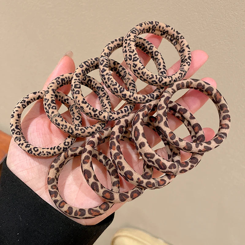 5pcs Leopard Print High Elastic Hair Ties Scrunchie Ties Women Girls High Elasticity Ponytail Holder Hair Rings Rope Accessories