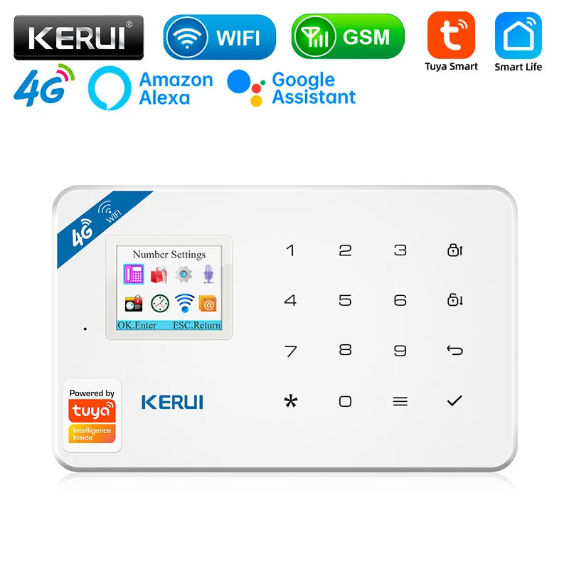 KERUI W184 4G WIFI GSM Alarm Security Alarm System Kit Wireless Home Tuya Smart APP Control Motion Sensor Burglar Support Alexa