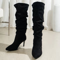 Shoes for Women Elegant Heeled Footwear Long New High Heels Autumn Winter Knee Suede Solid Color Pointed Toe Ladies Botas Mujer