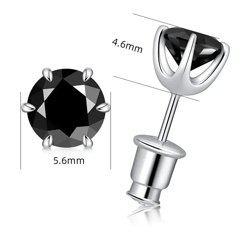 0.5 - 2ct Black Moissanite Stud Earrings for Women/Men S925 Sterling Silver Diamond Round Cut Wedding Fine - Visuel 7 | SAMAG