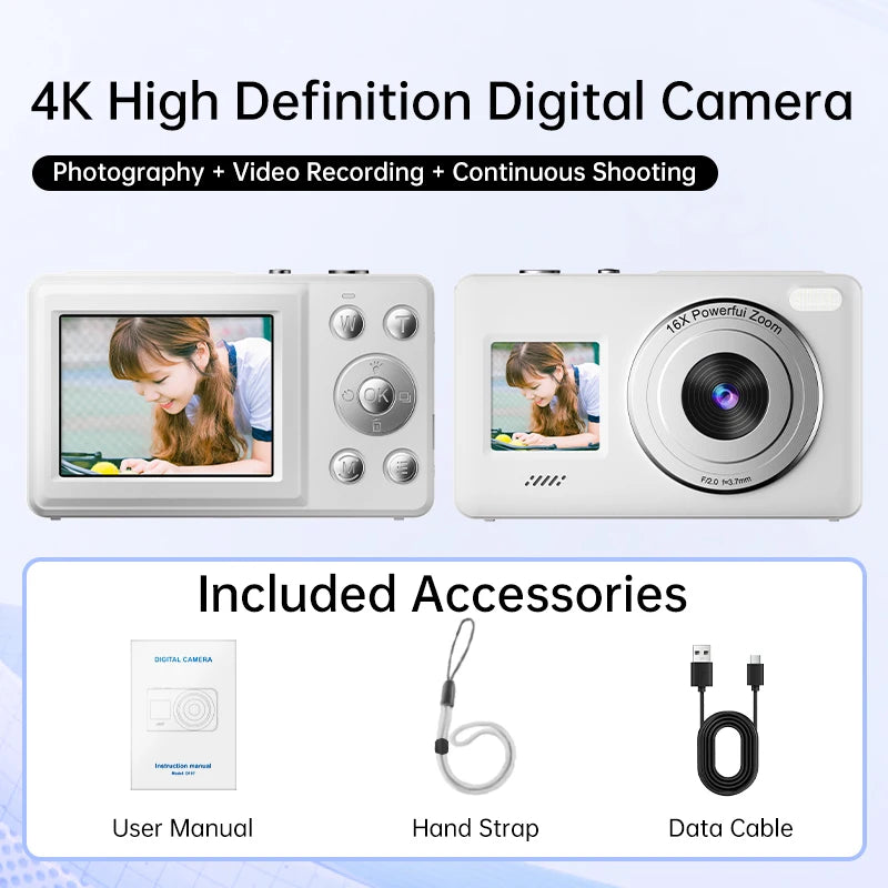 Children's Digital Camera 4800W High Definition Pixel Dual Color Screen 16X Zoom Beauty Feature Front And Back Pixel Camera