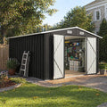 10x12 FT Metal Outdoor Storage Shed, Double Hinged Large | SAMAG