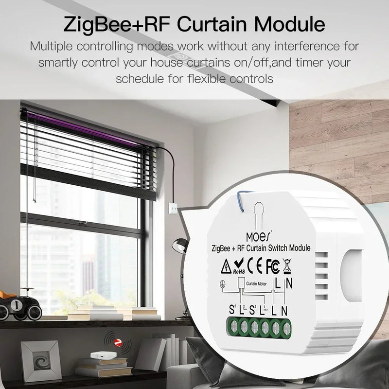 MOES Tuya Smart ZigBee WiFi Switch Module Dimmer Curtain Switch Smart Life App Remote Control Alexa Google Home Voice Control